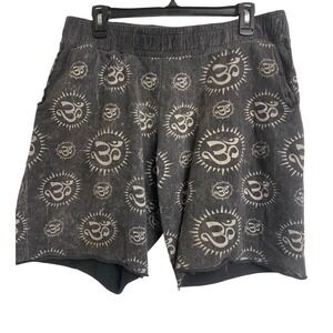 No Time Om Yoga Loungewear Sweat Shorts Washed Black Cotton‎ Large 34-36